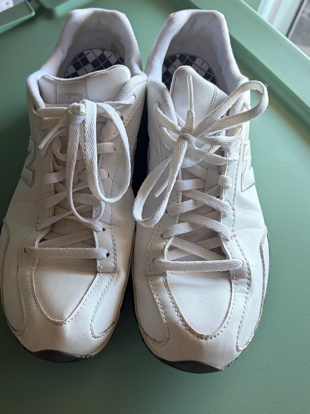 New Balance 442 All White Leather Low Top Sneakers CW442WS Women Size 9.5